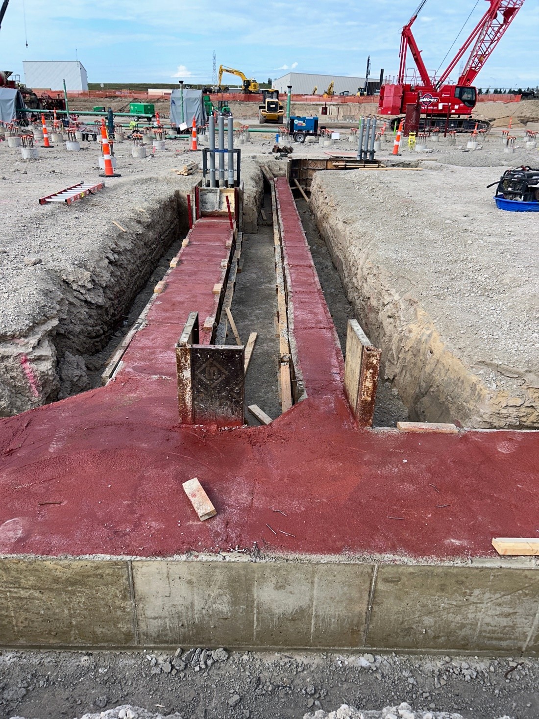 Concrete and red coating