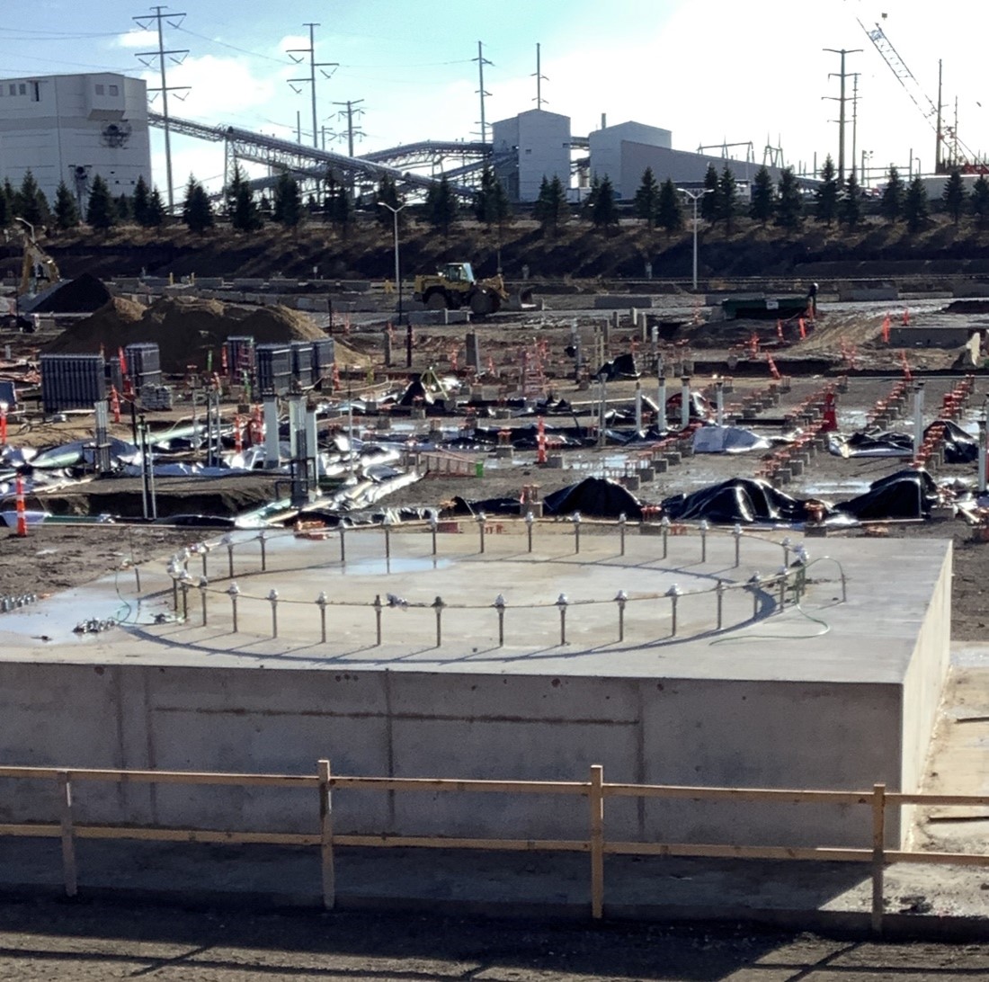 Concrete and red coating