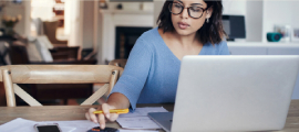 woman analyzing energy bill