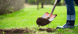 digging with red shovel