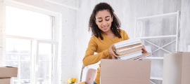 girl with moving boxes