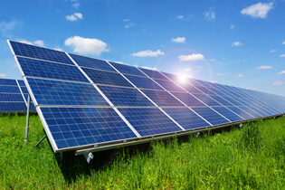 solar panels field sunburst