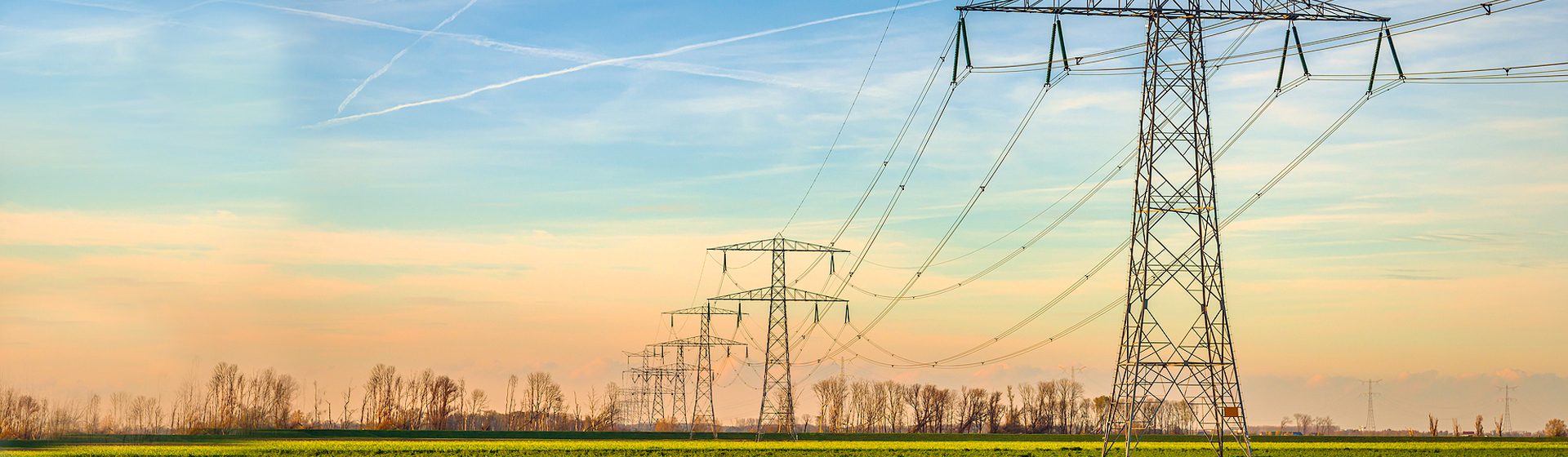 transmission lines in a rural landscape