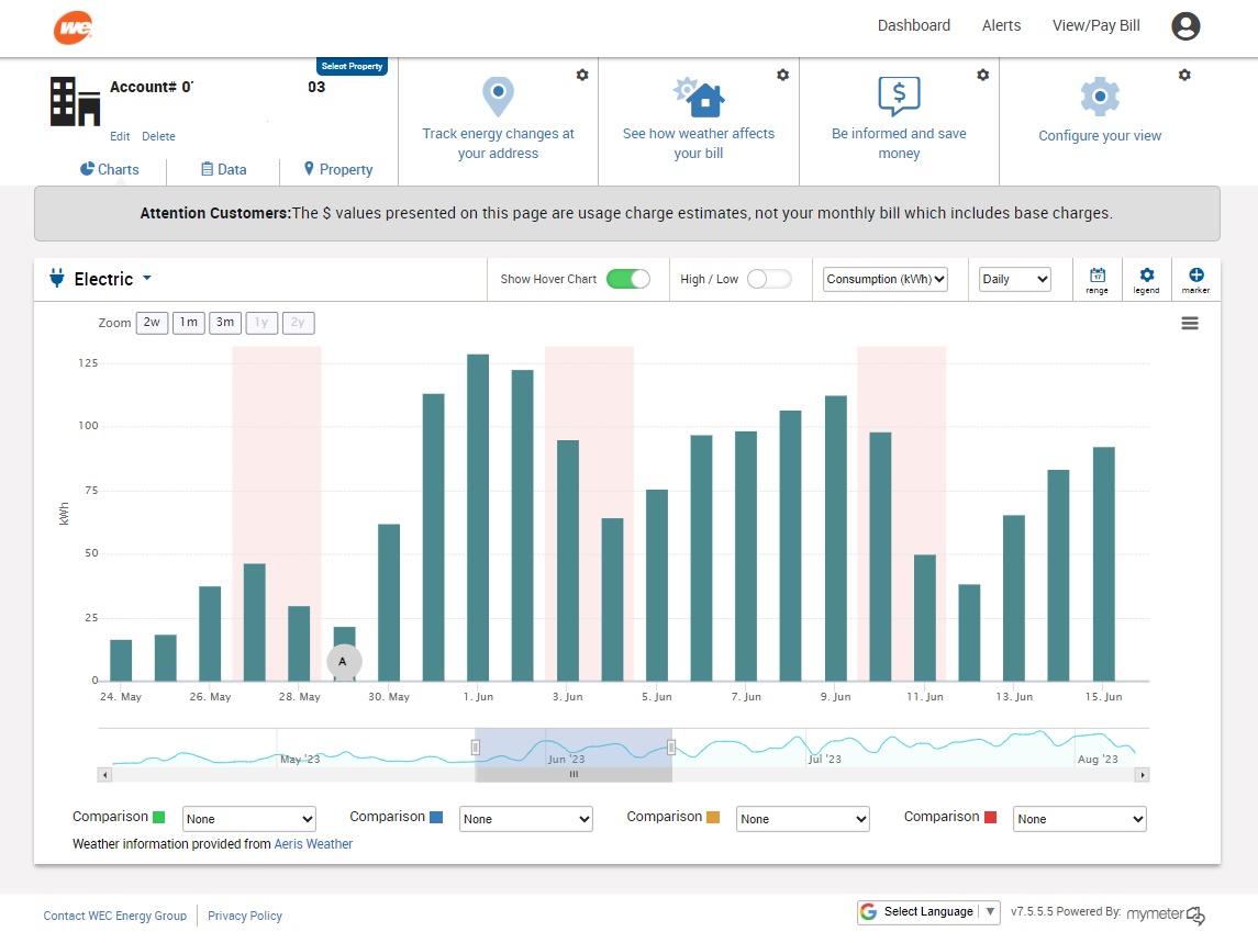 screen of mymeter energy markers