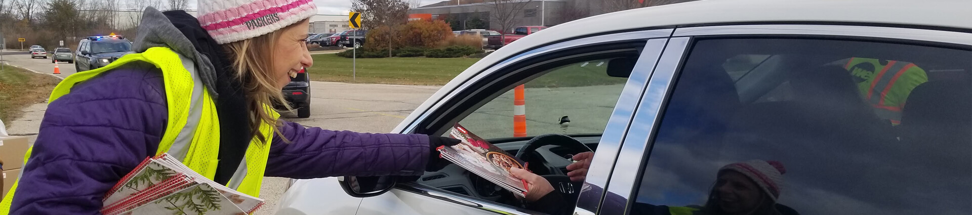 cookie book drive thru distribution line