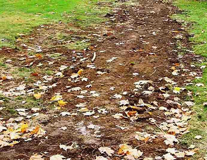 basic repair showing backfilled trench dug and compacted by back hoe